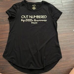 Apt 9 mom humor outnumbered #mom t shirt black with rose gold print size small